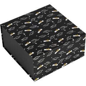 صندوق هدايا WRAPAHOLIC مقاس 8x8x4 بوصة - صندوق هدايا بتصميم غطاء خندق مع غطاء، صندوق هدايا قابل للطي مع إغلاق مغناطيسي وقطعتين من المناديل الورقية للتخرج والحفلات والاحتفالات
