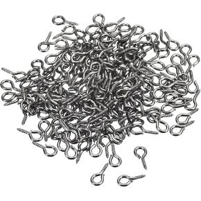 uxcell 300Pcs Small Screw Eye Pins Hooks Mini Eyelets Screws Threaded, 4x8x1mm Self Tapping Screw for Jewelry Making Findings DIY Crafts, Bright Silver in Kuwait