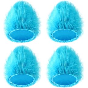 XunYee 4 Pieces Blue Fuzzy Wig Funky Clown Hair Wig Crazy Wig Character Cosplay Costume Accessories for Kids Teens 100th Day of School Spirit Day Party Reading(Royal Blue)