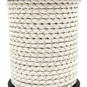 5 Yards 4mm Braided Leather Strap Round Leather Cord for Jewelry Making Bolo Tie Black
