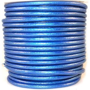 Round Leather String Cord 2mm, Leather Cording for Jewelry Making, Metallic Necklace Cords, Beading Work Pendant Hobby and DIY Projects (Metallic Lavender, 21.87 Yards)
