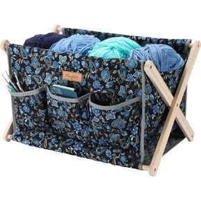 Yarn Caddy Large Size Yarn Storage Organizer for Yarn Skeins-Organizer for Crochet Hooks Knitting Needles Other Accessories (Flower-Blue1)