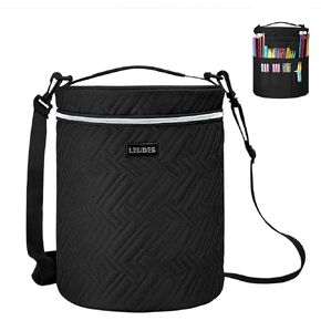Leudes Yarn Bag, Crochet Tote Knitting Bag Water Resistant Yarn Storage Organizer Holder Case for Crochet Hooks Needles Knitting Kit for Beginners (Turquoise)