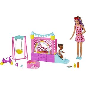 Barbie Skipper Babysitters Inc Playset with Skipper Doll, Toddler Small Doll, Working Bounce House, Swing & Accessories in Saudi Arabia