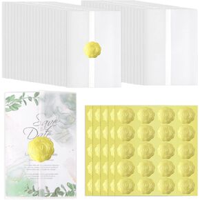 ايفيجوفز 100 عبوة من جواكت فيلوم مطوية مسبقا لدعوات 4×6، ورق فيلوم 4×6، لفافات ورقية شفافة لدعوات الزفاف مع ملصقات ختم لاصقة واغلاق مغلف in Kuwait