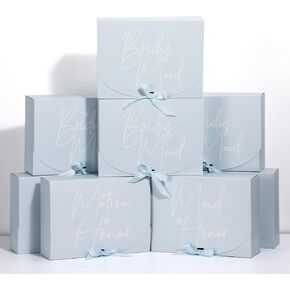 Marspark 8 Pack Bridesmaid Proposal Gifts Boxes Set, Maid Matron of Honor Proposal Box with Ribbon for Bridal Party supplies Proposal Gifts(Blue Series Style) in Saudi Arabia