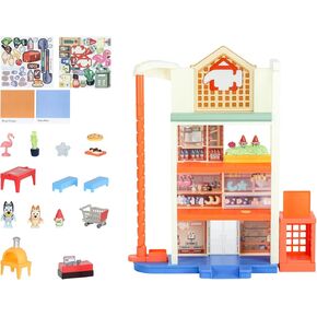 Bluey Hammerbarn Shopping Center Mega Set, 4 Level, 22" Tall Playset with Working Lift and Trolley Return, Lights and 45+ Sounds. 3 Figures. 15 Accessories & Tradie Ute Vehicle | Amazon Exclusive