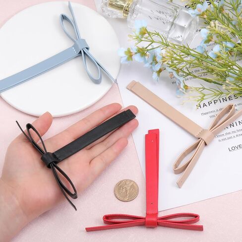 CHGCRAFT 4Pcs 4Colors Bowknot PU Leather Ornament Accessories for Bag Making Purses Making Supplies, Mixed Color in Saudi Arabia