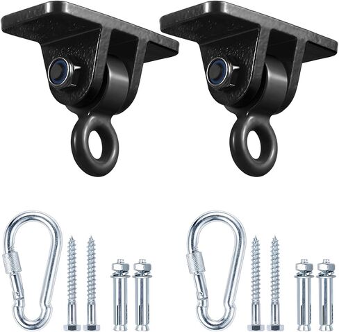 Heavy Duty Swing Hangers for Wooden Sets Playground Porch Indoor Outdoor & Hanging with Snap Hooks (4 pcs black) in Kuwait
