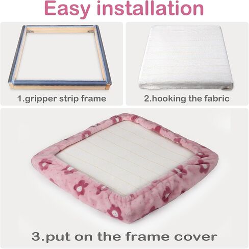 Gripper Strip Frame Cover Rug Hooking Frame Cover Flannel for 19.6" x 19.6" (Pink) in Kuwait