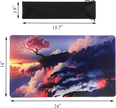 بساط لعب جارديان من ايجيس لMTG مقاس 24 × 14 انش، بساط لعب بطاقات التداول مع حقيبة تخزين، مطاط مانع للانزلاق متوافق مع TCG CCG، شجرة in Kuwait