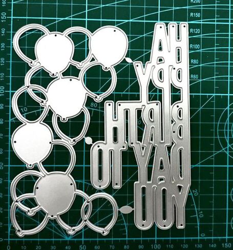 قوالب قطع Mvchifay استنسل معدني أداة سجل القصاصات DIY قالب نقش من الفولاذ الكربوني لصناعة البطاقات الورقية (بالون عيد ميلاد سعيد - 14.6 × 12.2 سم) in Kuwait