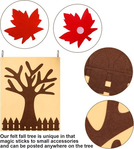 Fall Tree of Thanks Craft Kit Felt Fall Decorations Fall Tree Board with 60 Pieces Autumn Leaf Maple Leaves Ornaments Autumn Bulletin Board for DIY Craft Kids Classroom Thanksgiving Decorations in Saudi Arabia
