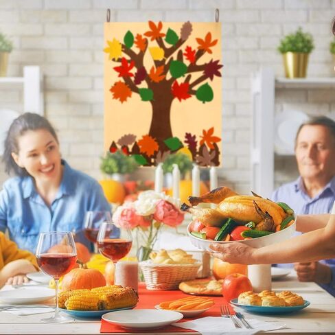Fall Tree of Thanks Craft Kit Felt Fall Decorations Fall Tree Board with 60 Pieces Autumn Leaf Maple Leaves Ornaments Autumn Bulletin Board for DIY Craft Kids Classroom Thanksgiving Decorations in Saudi Arabia