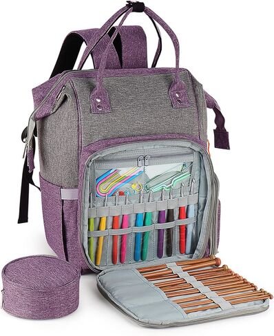 Reessy Crochet Backpack Travel, Crochet Bag Yarn Backpack, Crochet Storage Bag Large, Knitting Bag Back Pack, Crochet Back Pack for Crocheting, Yarn Storage Organizer Craft Bags for Traveling in Kuwait