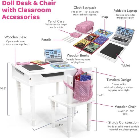 Playtime by Eimmie 18 Inch Doll Furniture Couch & Living Room Set – Wooden Playset with TV & Pet Accessories, Fits American, Generation, My Life & Similar 14"-18" Dolls in Kuwait