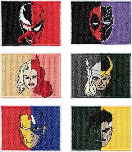 6 Pcs Superhero Iron on Patches Cartoon Anime Tactical Morale Sew on Embroidered Applique Decorative Repair Patch DIY Craft Accessories Gifts for Fans Costume Clothing Jacket Jeans Backpack Hat Shoes in Saudi Arabia