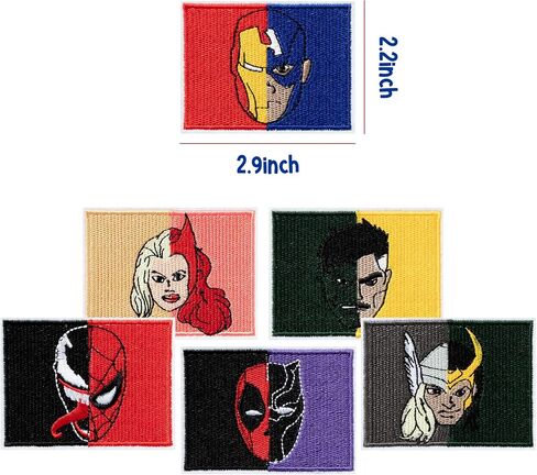 6 Pcs Superhero Iron on Patches Cartoon Anime Tactical Morale Sew on Embroidered Applique Decorative Repair Patch DIY Craft Accessories Gifts for Fans Costume Clothing Jacket Jeans Backpack Hat Shoes in Saudi Arabia