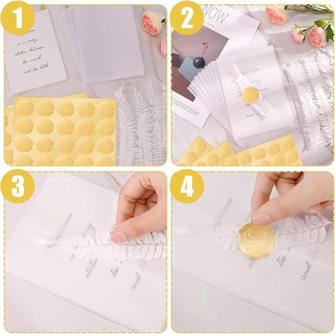 أودي_6 تي اكس دي جاكيتات فيلوم لدعوات 5 × 7، 50 قطعة من ورق الرق المطوي مسبقا، مجموعة لفافات دعوات الزفاف المجففة الطبيعية المضغوطة، ملصقات ختم مغلفات ذهبية لحفلات الزفاف وحفلات استقبال المولود واعياد in Kuwait