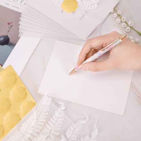 أودي_6 تي اكس دي جاكيتات فيلوم لدعوات 5 × 7، 50 قطعة من ورق الرق المطوي مسبقا، مجموعة لفافات دعوات الزفاف المجففة الطبيعية المضغوطة، ملصقات ختم مغلفات ذهبية لحفلات الزفاف وحفلات استقبال المولود واعياد in Kuwait