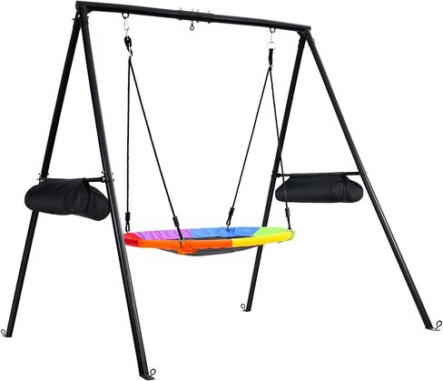 Trekassy 440lbs Swing Set with 40 Inch Saucer Tree Swing, Swivel, Sandbag and Heavy Duty A-Frame Metal Swing Stand in Saudi Arabia
