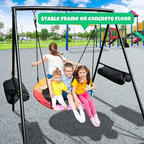 Trekassy 440lbs Swing Set with 40 Inch Saucer Tree Swing, Swivel, Sandbag and Heavy Duty A-Frame Metal Swing Stand in Saudi Arabia
