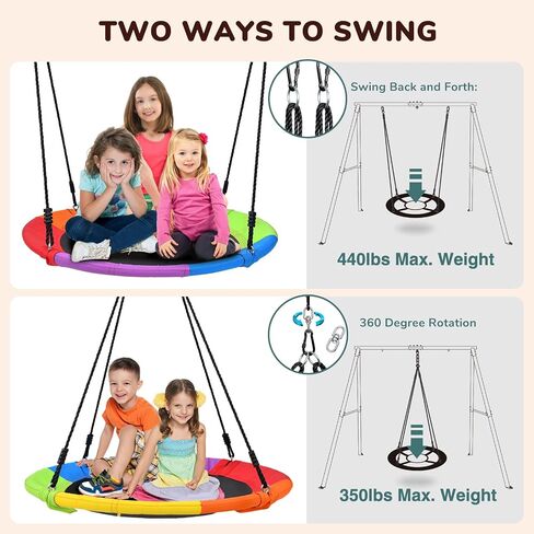 Trekassy 440lbs Swing Set with 40 Inch Saucer Tree Swing, Swivel, Sandbag and Heavy Duty A-Frame Metal Swing Stand in Saudi Arabia