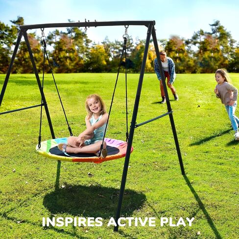 Trekassy 440lbs Swing Set with 40 Inch Saucer Tree Swing, Swivel, Sandbag and Heavy Duty A-Frame Metal Swing Stand in Saudi Arabia