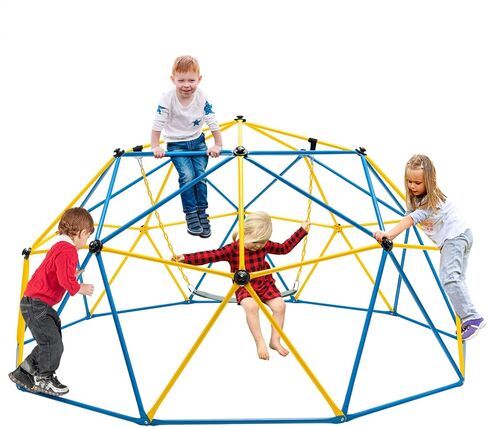 HONEY JOY تسلق قبة مع شريحة، 8FT Jungle Gym Monkey Bar للفناء الخلفي، ألعاب التسلق في الهواء الطلق لمعدات ملعب الأطفال الصغار، متسلق قبة هندسية للأطفال من سن 3 إلى 8 سنوات، هدية للأولاد والبنات in Kuwait