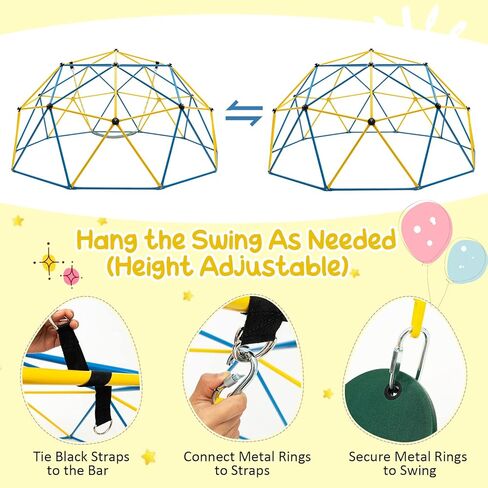 HONEY JOY تسلق قبة مع شريحة، 8FT Jungle Gym Monkey Bar للفناء الخلفي، ألعاب التسلق في الهواء الطلق لمعدات ملعب الأطفال الصغار، متسلق قبة هندسية للأطفال من سن 3 إلى 8 سنوات، هدية للأولاد والبنات in Kuwait