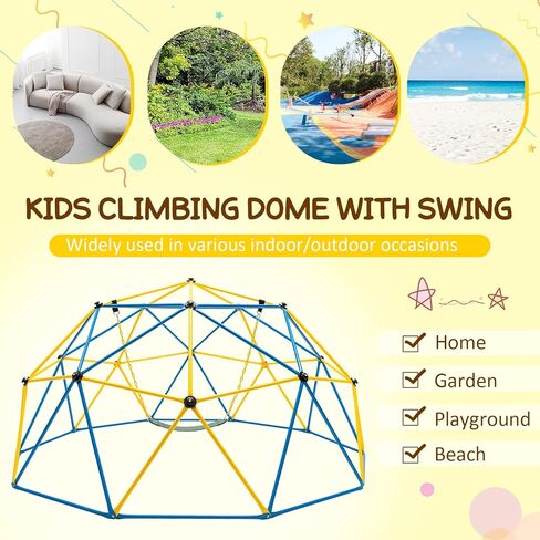 HONEY JOY تسلق قبة مع شريحة، 8FT Jungle Gym Monkey Bar للفناء الخلفي، ألعاب التسلق في الهواء الطلق لمعدات ملعب الأطفال الصغار، متسلق قبة هندسية للأطفال من سن 3 إلى 8 سنوات، هدية للأولاد والبنات in Kuwait