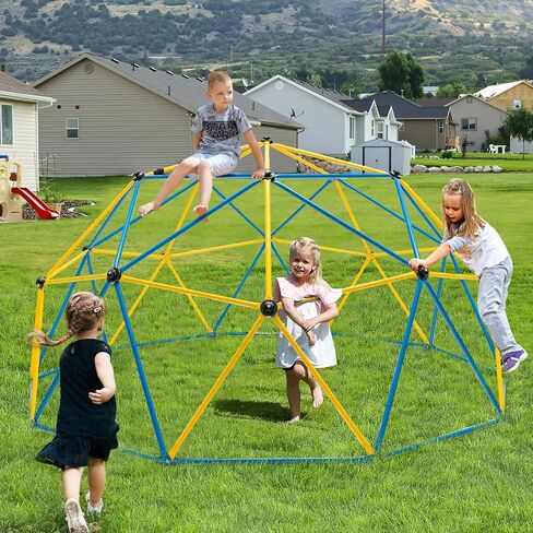 HONEY JOY تسلق قبة مع شريحة، 8FT Jungle Gym Monkey Bar للفناء الخلفي، ألعاب التسلق في الهواء الطلق لمعدات ملعب الأطفال الصغار، متسلق قبة هندسية للأطفال من سن 3 إلى 8 سنوات، هدية للأولاد والبنات in Kuwait