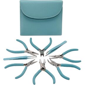 The Beadsmith Fashion Color Pliers – Set of 8 Slimline Color-Coordinated Tools – Matching Clutch in Bubblegum – Jewelry Making Supply Kit to Create Necklaces, Bracelets, Earrings & More