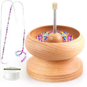 وعاء خرز خشبي كبير مقاس 4.33 انش من ذا انديفشو يتضمن خرز الحروف الابجدية وخرز بذور وخيط مطاطي وابر وخيوط لصنع المجوهرات in Kuwait
