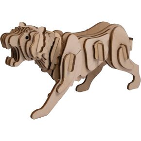 Eco 3D Wooden Puzzle - Tiger from Deluxebase. Sustainable Wood Animal Puzzle Craft Set. Model Building Kit for Educational Toys and Kids Party Favors.