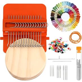 نول الرتق سبيد ويف، آلة نول صغيرة، أداة نسج، 14 خطافًا نول إطار منسوج خشبي، مجموعة نول النسيج، نول إصلاح منزلي سريع، أداة إصلاح النسيج المصنوعة يدويًا لملابس جوارب الجينز in Kuwait