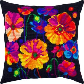 Brvsk Colors of Night. Needlepoint Kit. Throw Pillow 16×16 Inches. Printed Tapestry Canvas, European Quality in Kuwait
