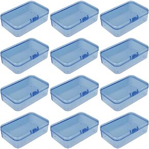 30 Pieces Mini Rectangular Plastic Boxes Empty Storage Organizer Containers with Hinged Lids for Small Items and Other Craft Projects (Blue, 2.6 x 1.8 x 0.8 inch)
