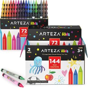 Arteza Kids Toddler Crayons, Bulk 216 Count, 6 Packs of 36 Vivid Wax Colors, Regular Size