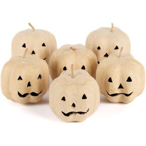 6 Paper Mache Jack‑O’-Lanterns – Small Carved Face Pumpkins for Crafts in Saudi Arabia