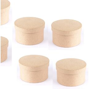Pack of 12 Paper Mache Round Embossed Boxes by Factory Direct Craft - Round Papier Mache Embossed Boxes with Lids. Use as a Jewelry Box or Small Gift Box.
