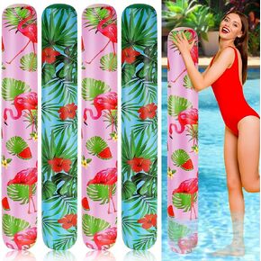Karenhi 4 Pcs 50 Inch Jumbo Pool Noodle Hawaii Swimming Pool Floats Palm Leaves Tropical Inflatable Pool Noodles Giant Water Floating Noodles for Adult Water Game, Pool, Beach, Lake, Hawaiian Party