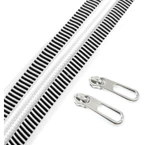 YIXI-SBest #5 سحابات نايلون 5 ياردات سحابات خياطة بالجملة سحاب DIY من The Yard Bulk مع 10 قطع سحابات طويلة منزلقة لحقيبة الخياطة اليدوية (شريط حمار وحشي) in Kuwait