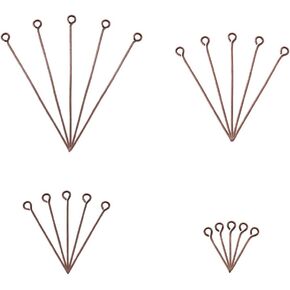 Craftdady 300Pcs 50mm Iron Flat Head Pins & Open Eye Pins 6 Colors Assorted Wire Needle Headpins Jewelry Connectors for Craft Dangle Pendant Jewelry Making