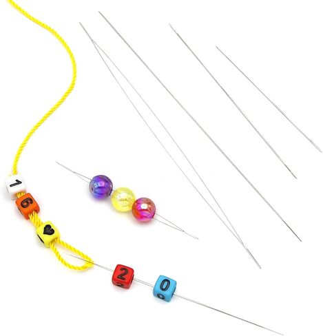 إبر خرز لصنع المجوهرات إبرة خرز - 18 قطعة من إبر خياطة العين الكبيرة لخيوط الخرز، 6 أحجام إبر خرز البذور، أدوات ومستلزمات صنع المجوهرات، خيط خرز للخياطة اليدوية - YAWALL in Kuwait