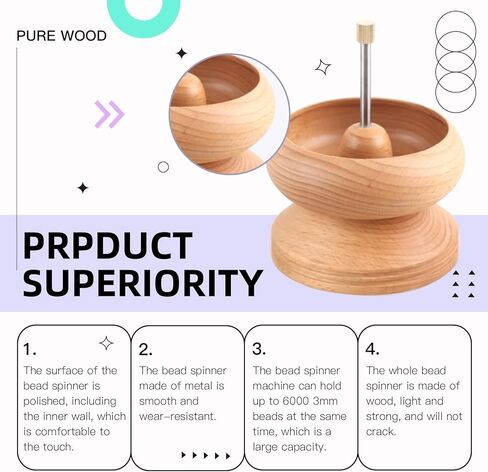 وعاء خرز خشبي كبير مقاس 4.33 انش من ذا انديفشو يتضمن خرز الحروف الابجدية وخرز بذور وخيط مطاطي وابر وخيوط لصنع المجوهرات in Kuwait