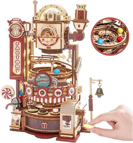ROBOTIME Wood Puzzles for Adults, Model Kits for Adults to Build Wooden Marble Run, Chocolate Factory Adult Toy Set in Saudi Arabia