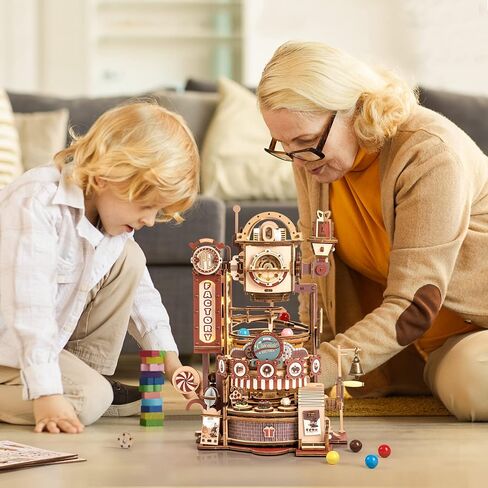 ROBOTIME Wood Puzzles for Adults, Model Kits for Adults to Build Wooden Marble Run, Chocolate Factory Adult Toy Set in Saudi Arabia