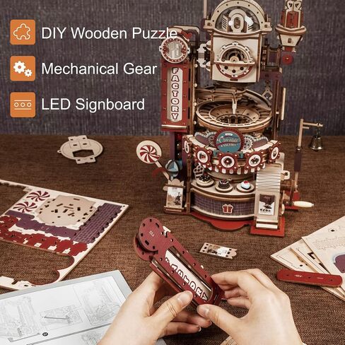 ROBOTIME Wood Puzzles for Adults, Model Kits for Adults to Build Wooden Marble Run, Chocolate Factory Adult Toy Set in Saudi Arabia