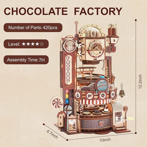 ROBOTIME Wood Puzzles for Adults, Model Kits for Adults to Build Wooden Marble Run, Chocolate Factory Adult Toy Set in Saudi Arabia